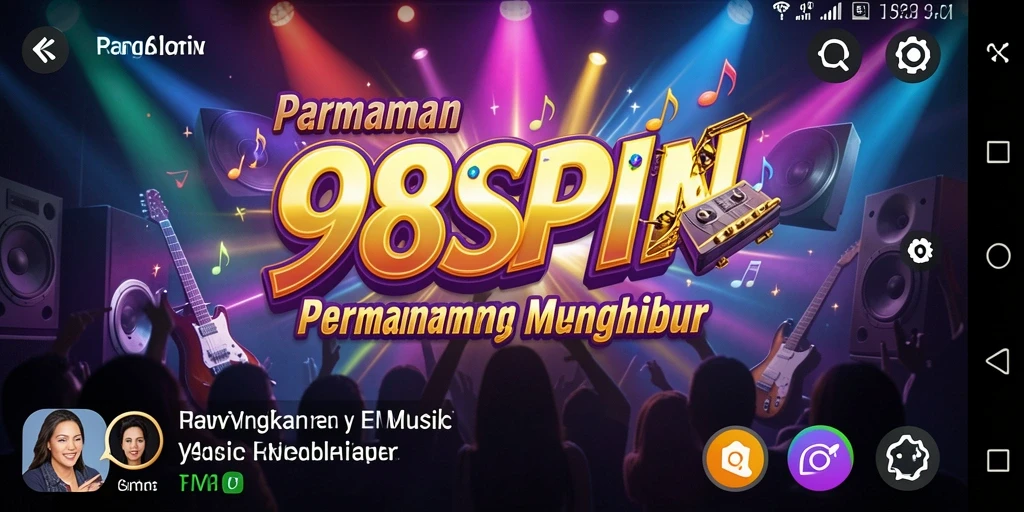 Tampilan menarik dari gameplay 98SPIN yang penuh musik.