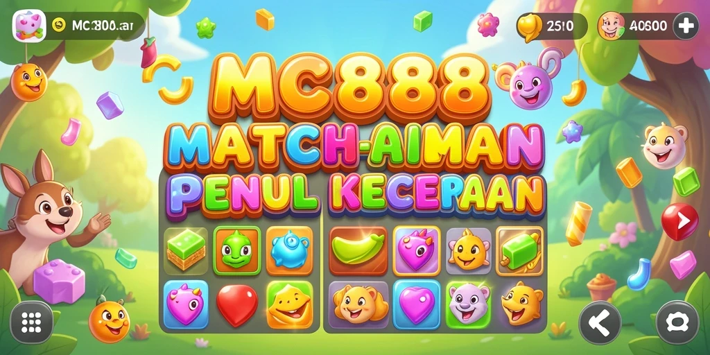Tampilan gameplay MC888 dengan kombinasi permata berwarna-warni.