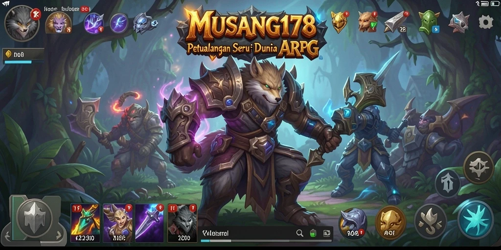 Screenshot utama MUSANG178 menampilkan aksi pertarungan epik di dunia ARPG.