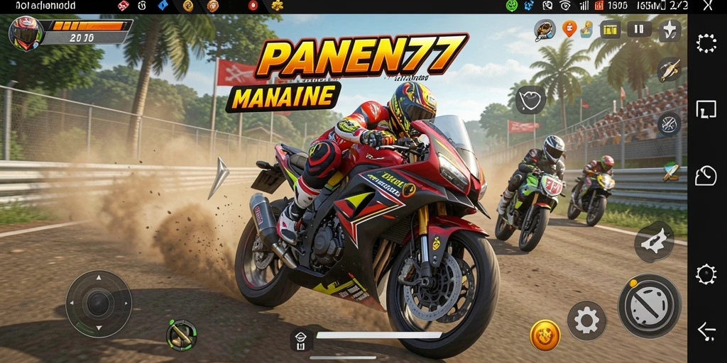 Tampilan gameplay PANEN77 yang menegangkan saat balap motor.