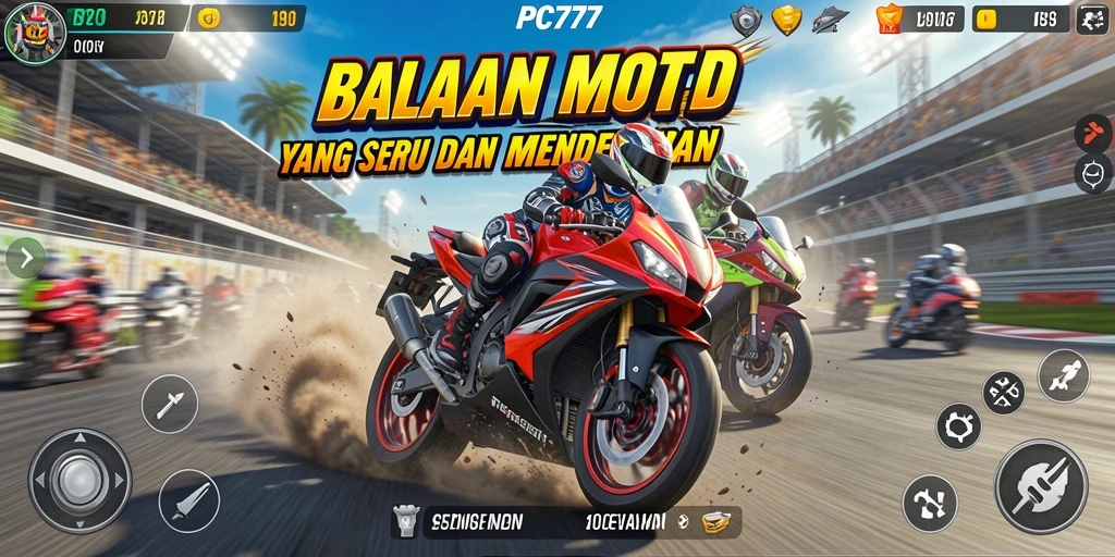 Tampilan gameplay PC777 yang seru di arena balap motor.