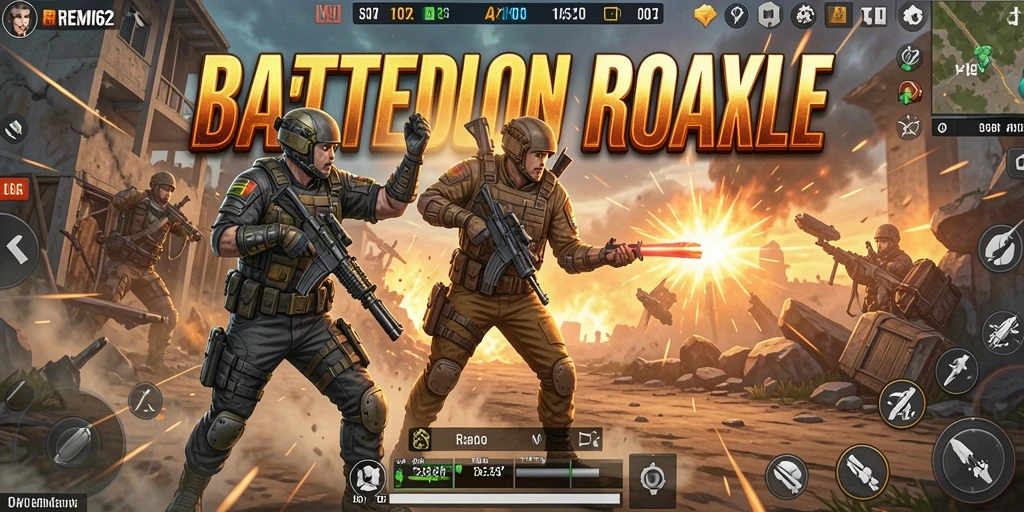 Tampilan gameplay seru dalam pertempuran Battle Royale.