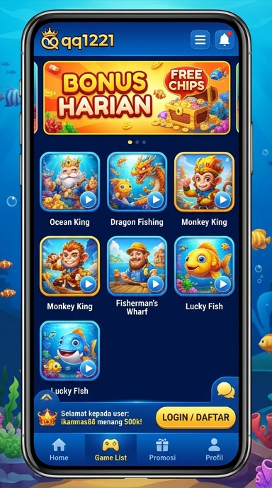 Tampilan aplikasi qq1221 yang sederhana dan modern.